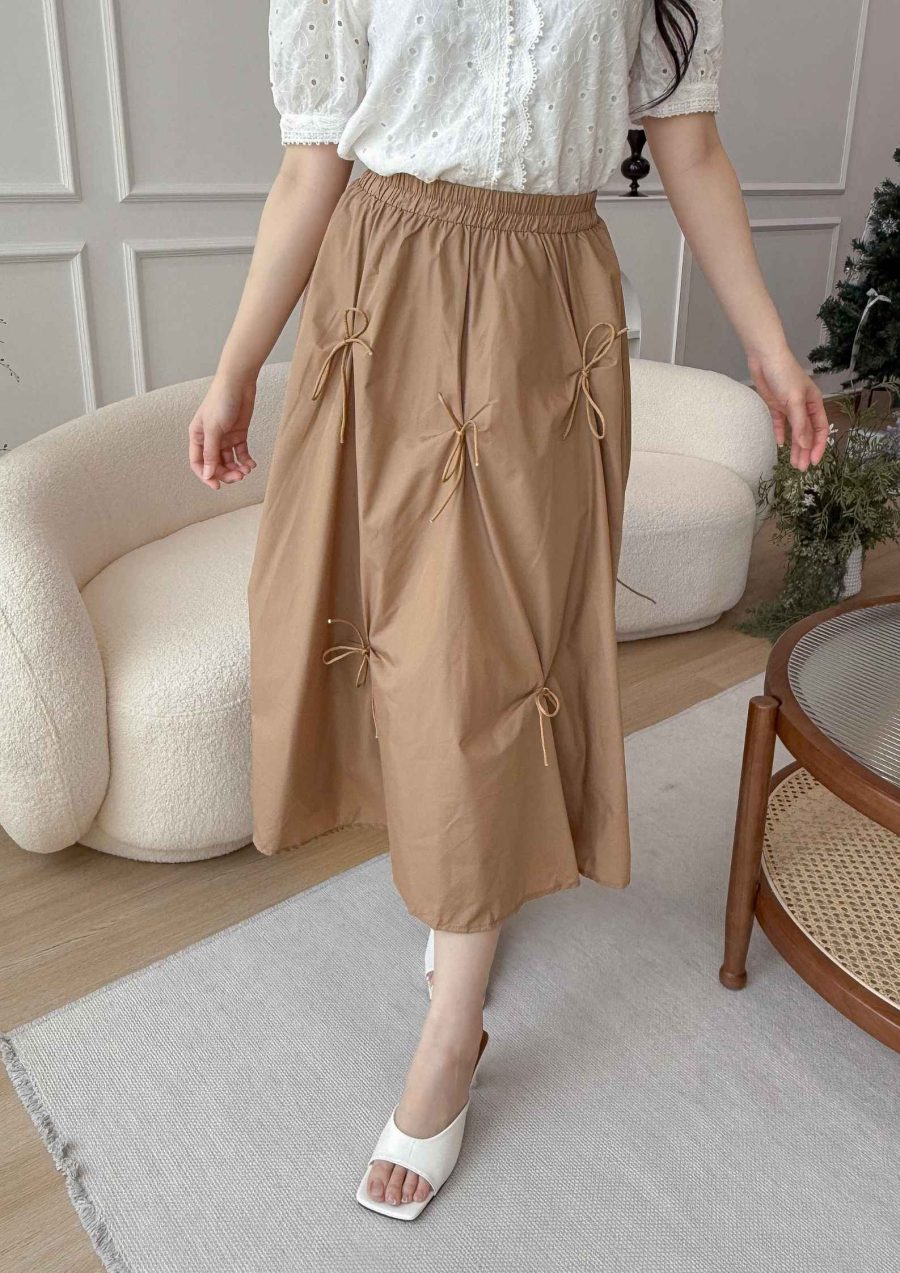 Overall Ribbons Tie Maxi Skirt