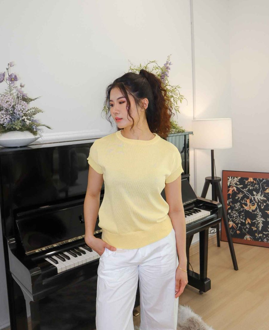 Yellow Round Neck Cotton Top