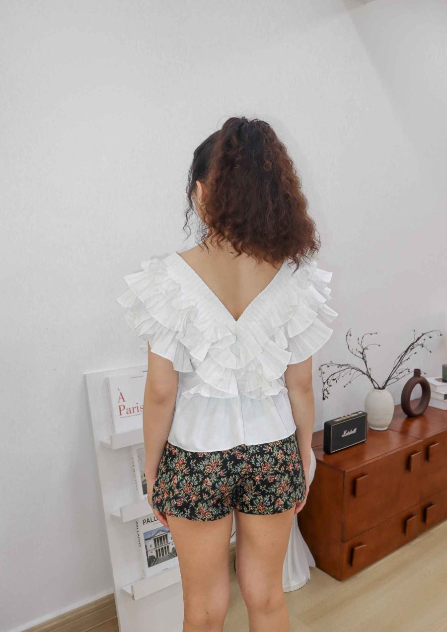 V-neck Ruffle Trim Top - Image 3