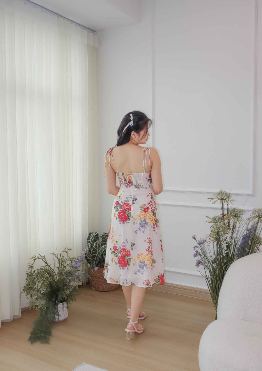 Front Slit Colorful Floral Print Cami Dress - Image 4