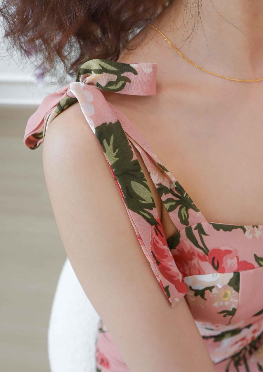 Ribbon Straps Floral Print Dress - Image 5