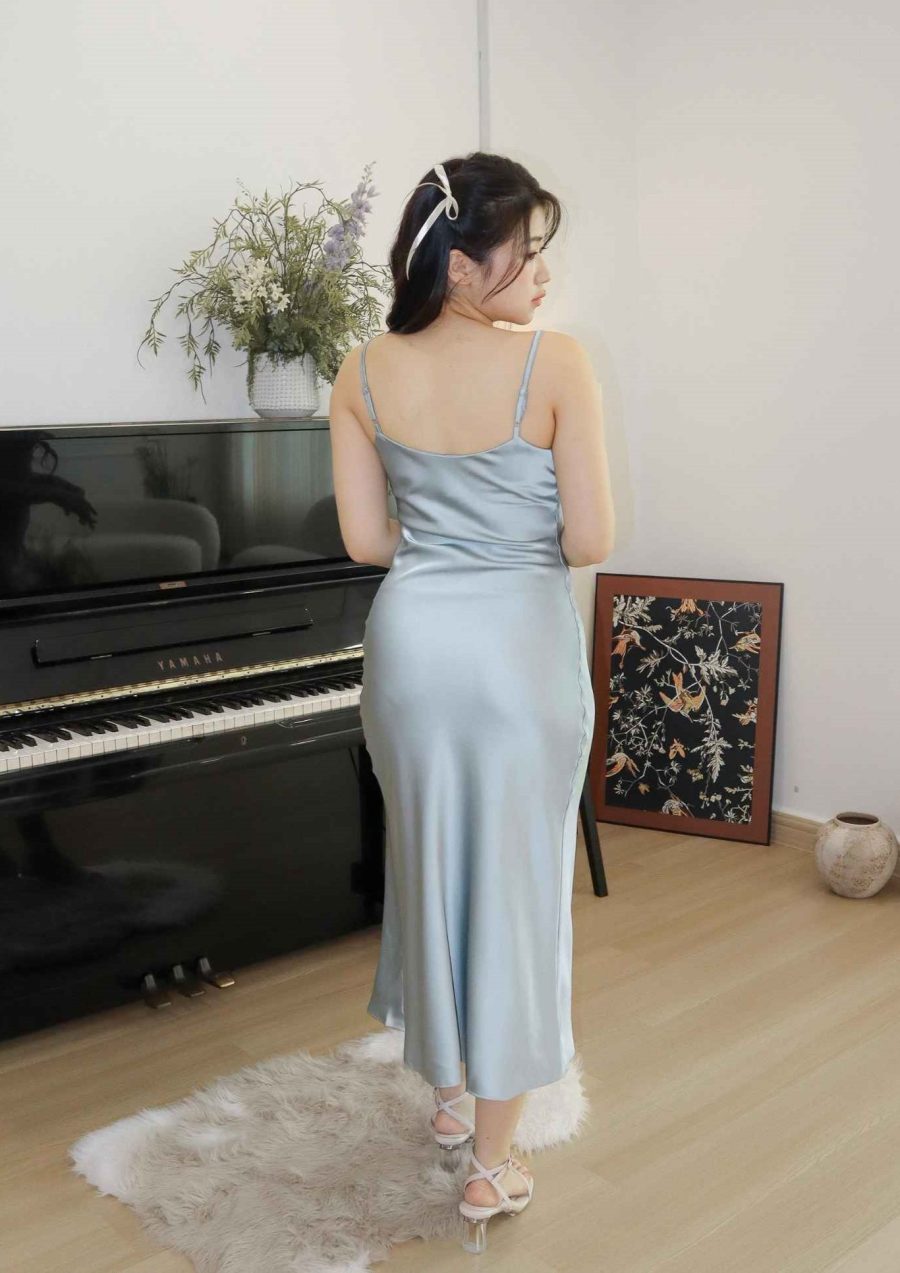 Satin Front Draped Cami Dress - Image 3